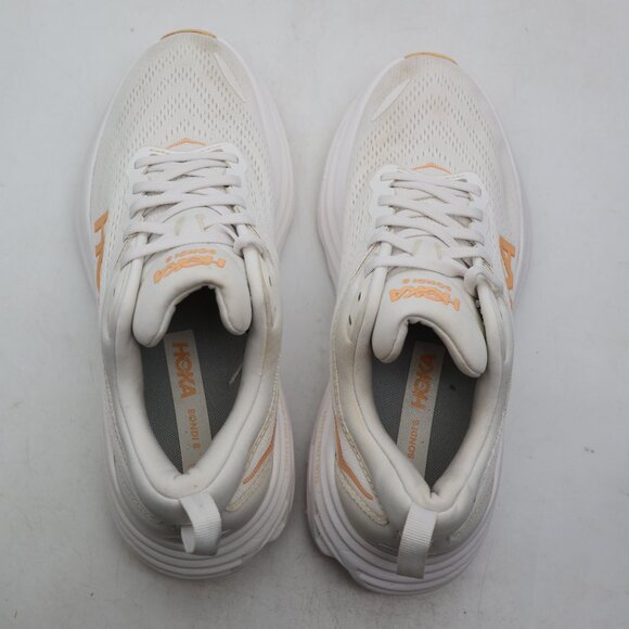 Hoka One One Bondi 8 Women's Size 8 B White Cantaloupe Athletic Running Sneakers - Picture 7 of 11